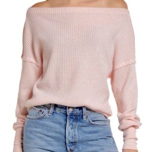 Treasure & Bond Light weight off the shoulder pink sweater